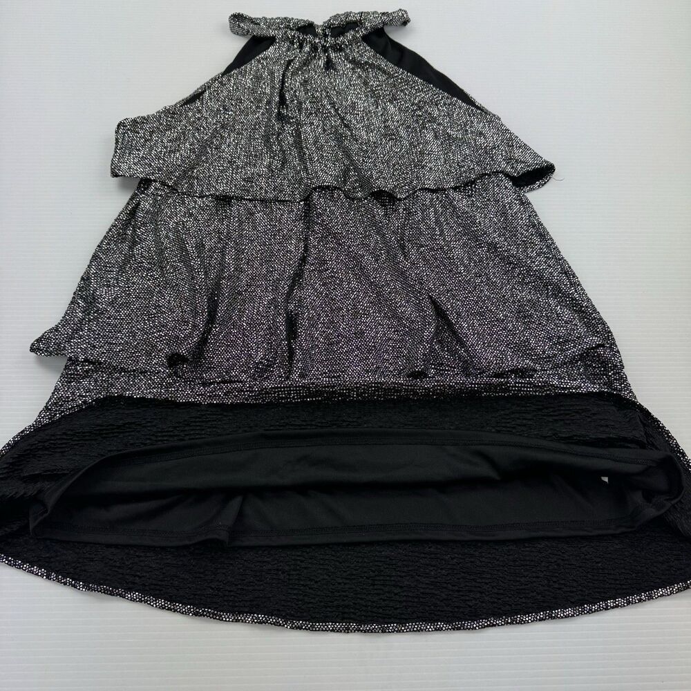 Caramela Black Silver Tiered Halter Dress Womens M Party Cocktail - Picture 6 of 11